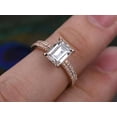 thumbnail image 5 of Vintage 2 Carat Emerald Cut Moissanite Diamond Halo Bridal Set In Rose Gold, 5 of 5