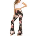 thumbnail image 4 of Women's High Waisted Print Soft Stretch Palazzo Flare Pants Pants, 4 of 6