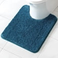 thumbnail image 1 of Alfombra de baño MIULEE de microfibra con contorno en U Shaggy Navy Blue, 1 of 6