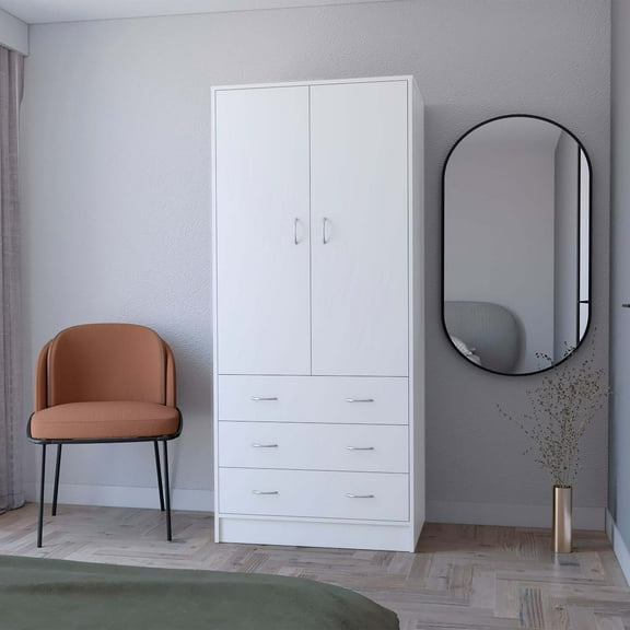 FM FURNITURE Prescott Armoire, with 2 doors, 3 drawers and 1 hanging rod