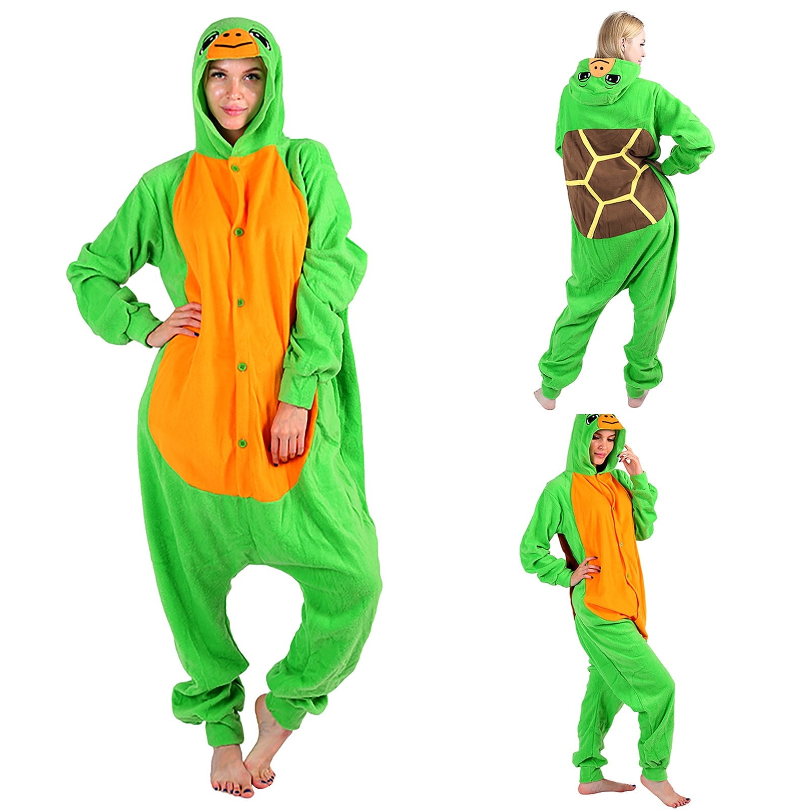 KKBOTIVE Unisex Adult Onesies Cute Animal Romper Sea Turtle Bodysuit Pajamas Fashion Jumpsuit Christmas Party Wear for Fall Winter Clothes Green Size: L