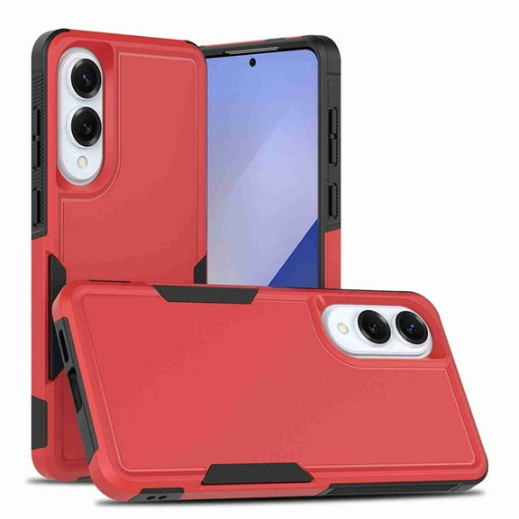 Dteck Phone Case for Samsung Galaxy S25 Edge, Shockproof Rugged PC Hard Shell Protection TPU Soft Shell Cushioning for Samsung Galaxy S25 Edge 5G Non-Slip Double Layer Protection Cover, Red