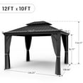 thumbnail image 3 of EGEIROS LIFE 12 Ft. W X 10 Ft. D Double Aluminum Hard Roof Patio Gazebo With Mosquito Net (Gray), 3 of 9