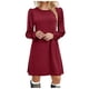 thumbnail image 2 of Vestido de punto para mujer - Vestido túnica informal de manga larga abullonada y cuello redondo para otoño/invierno, 2 of 6