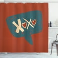 thumbnail image 1 of XOXO Shower Curtain, Acronym in Painted Square Speech Bubble Love and Kisses Hearts Print, Fabric Bathroom Set with Hooks, 69W X 70L Inches, Grey Teal Paprika and Beige, by Ambesonne, 1 of 3