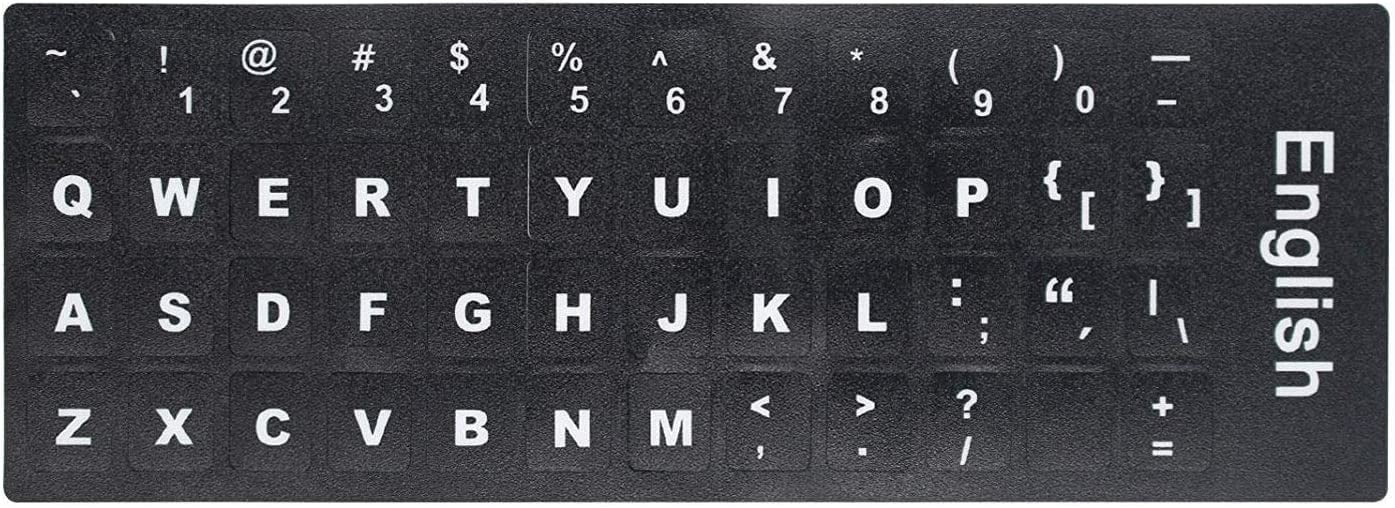 2 PCS English Keyboard Stickers with NonTransparent Black Background