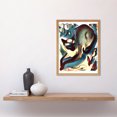 thumbnail image 2 of Siamese Cat Flower and Butterfly Animal Linocut Colourful Illustration Art Print Framed Poster Wall Decor 12x16 inch, 2 of 5