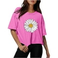 thumbnail image 1 of Women Drop Shoulder Round Neck Oversized Crop Tops Workout Tops Tees, 1 of 5