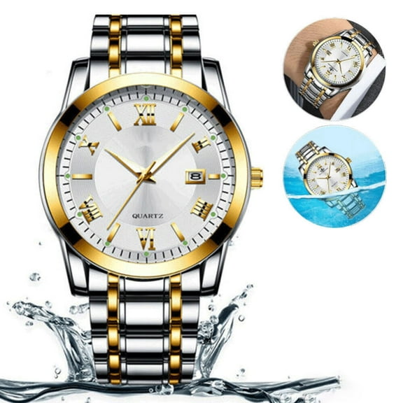 Xhy Men Watch Stainless Steel Quartz Luminous Date Display Fashion Classic Business Mechanical Wrist Watches Platinum