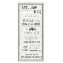 Stupell Industries Bathroom Rules Sign Toilet Paper Fun Phrases Typography Painting Gray Framed Art Print Wall Art, 13 x 30