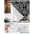 thumbnail image 3 of No Hook Cloth Fabric Shower Curtain with Snap in Liner, Black Geometric Waterproof Shower Curtains Set with See Through Top Window, Paisley Modern Abstract Flower Bath Curtains Shower 72"x96", 3 of 6
