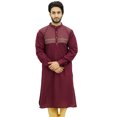 thumbnail image 2 of Atasi Men's Maroon Linen Long Kurta Casual Shirt Style Ethnic Wear-Medium, 2 of 8
