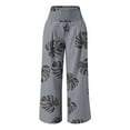 thumbnail image 4 of Plebaso Wide Leg Pants for Women Solid Color Printed Elastic Waist Casual Loose Trousers Ladies Full Length Pants, 4 of 5