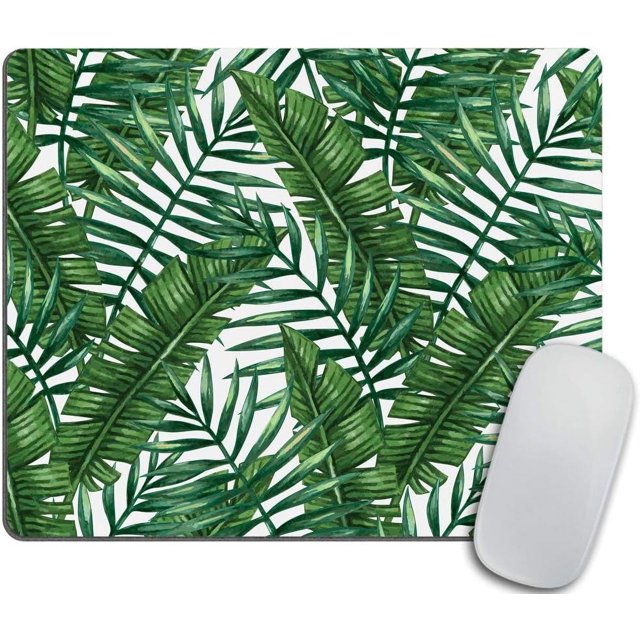 Leaf Tropical Mouse Pad 9.5x7.9 Inch Green Office Decor Present, Pink Mousepad for Dorms, Cubicles, and Desks, Add a Touch of Nature to Your Workspace