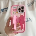 thumbnail image 6 of Pink Bow-Knot Phone Case Compatible with iPhone 14/15, Cute 3D Korea Dopamine Cartoon Pink Bow Tie iPhone Cases with Butterfly Folding Stand Shockproof Silicone Soft Case, 6 of 12