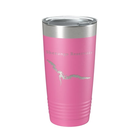 

Shenango Reservoir Tumbler Lake Map Travel Mug Insulated Laser Engraved Coffee Cup Pennsylvania 20 oz Pink