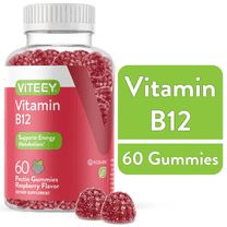VITEEY Vitamin B12 Gummies, Energy and Metabolism Dietary Supplement, Raspberry Flavor, 60 Ct