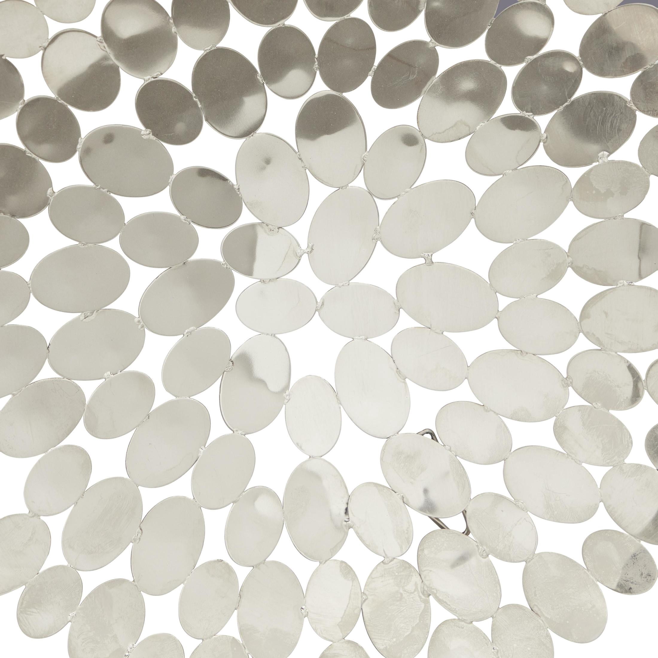 DecMode Silver Stainless Steel Metal Plate Wall Decor with Hammered Design (9 Count)