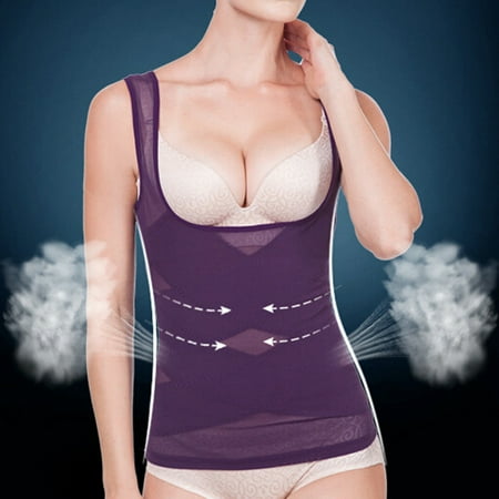 

Tangnade Ladies casual underwear bra Womens Bra Lingerie Abdominal Body Shapewear Seamless Cross-body Vest Purple L