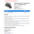 thumbnail image 2 of Brake Master Cylinder - Compatible with 1973 - 1977 Chevy Malibu 1974 1975 1976, 2 of 2