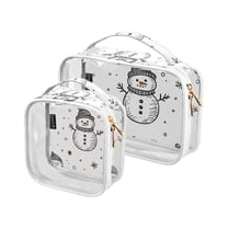 Stick Figure Snowman Makeup Bags Set Travel Toiletry Bags Portable Cosmetic Bags Organizer Waterproof 2 Packs