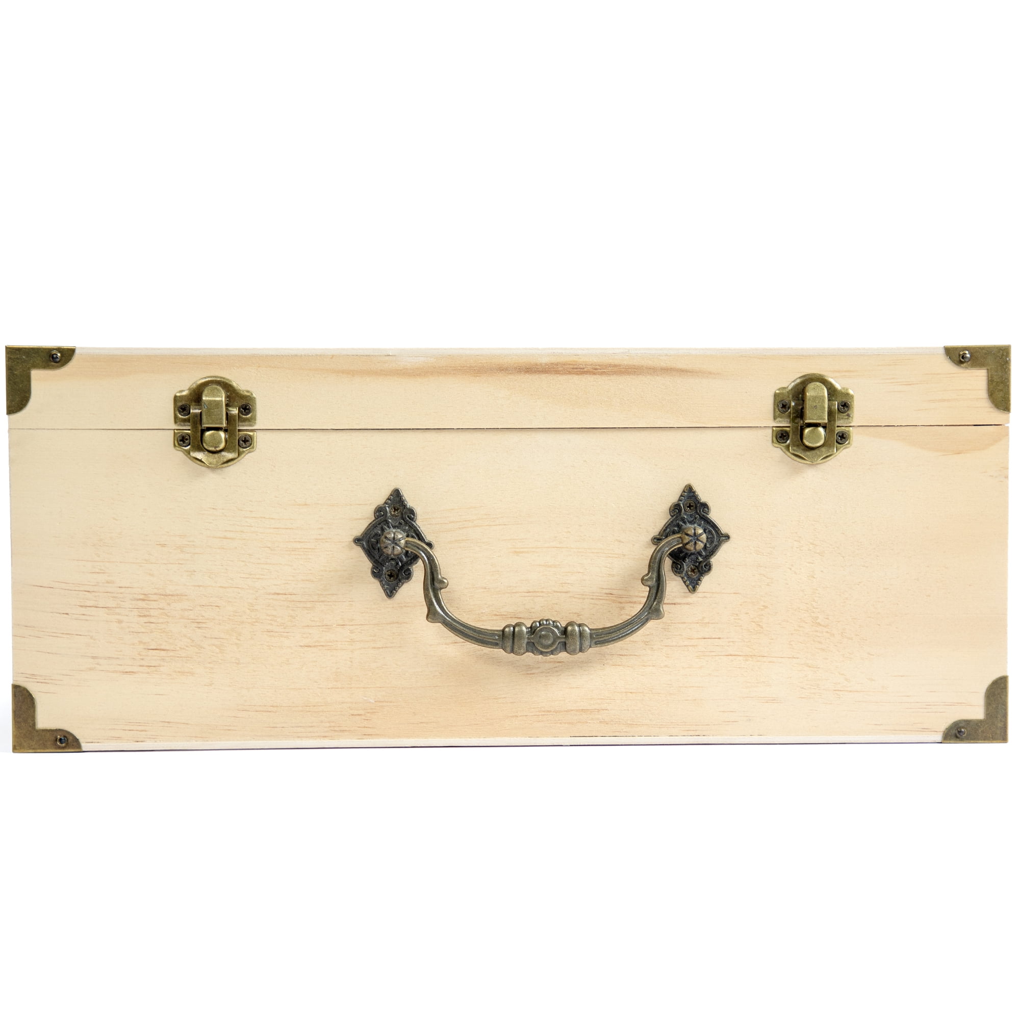 (2 pack) Cousin DIY Unfinished Wood Keepsake Storage Box with Metal Latches and Handle, 12.60" x 8.9" x 5"