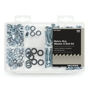 Metric Nut, Washer & Bolt Kit, Indoor, Zinc Finish, Steel, 161 Pieces with Storage Case