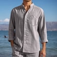 thumbnail image 2 of KKBOTIVE Mens Casual Striped Dress Shirts Stylish Long Sleeve Cozy Button Down Classic Shirt Men's Fashion Grey Size: XXXL, 2 of 5