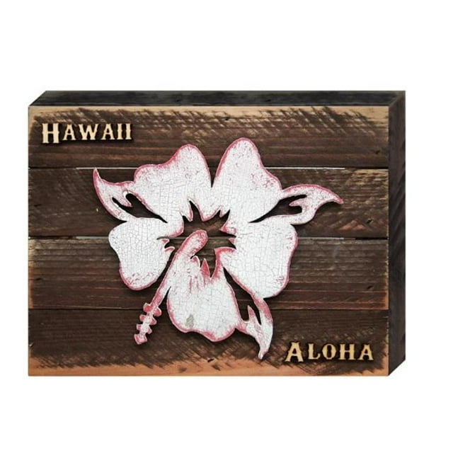 Designocracy 98421-12 Hibiscus Flower Art on Board Wall Decor