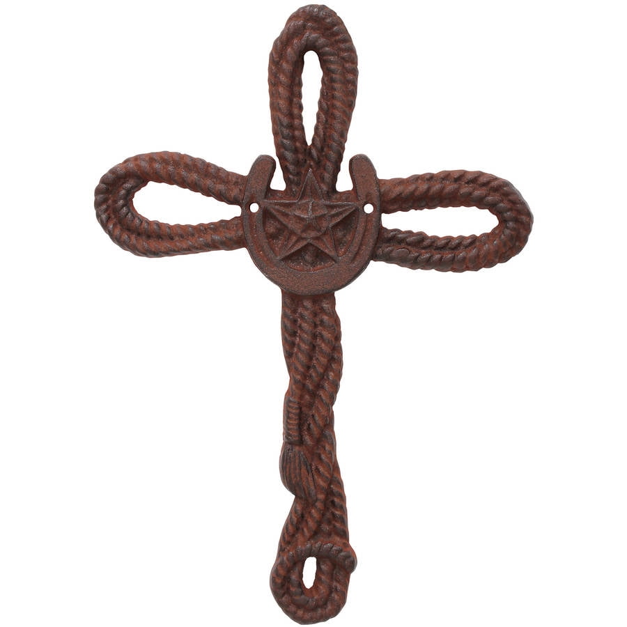 13" CastIron Rope Cross with Star Detail
