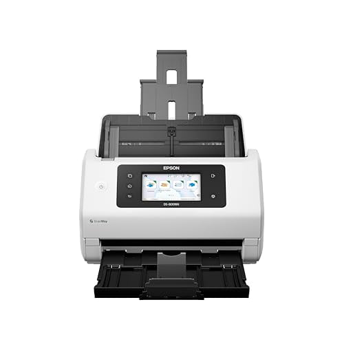 Escáner de documentos a color en red inalámbrica Epson DS-800WN EdgeLink con escaneo dúplex, escaneo sin PC, alimentador automático de documentos (ADF) de 100 páginas y pantalla táctil a color de 4,3"