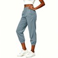 thumbnail image 6 of Lmueinov 2026 Women's 100% Corduroy Elastic Waist Cropped Jogger Pants, Side Pockets Loose Fit Soft Casual Capri Lounge Walking Trousers S-2XL, 6 of 8