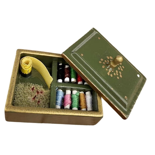 Kit de herramientas de costura a escala 1/12, accesorios de simulación de micropaisaje, juguete para el hogar Verde