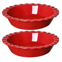 LE TAUCI 52 OZ Capacity Ceramic Pie Pans, 9 Inch Deep Dish Baking Dishes with Fluted Rim,Oven Safe up to 500°F, Microwave & Dishwasher Safe, Red