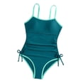 thumbnail image 5 of Miaoju Girls Swimsuit Ruffle Adjustable Straps One Piece Bathing Suit Solid Color Ruched Girls' Swimwear 9-16Y, 5 of 6