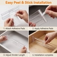 thumbnail image 4 of Riousery 9 Pack Adjustable Clear Acrylic Drawer Dividers, Expandable 11.4-21.7 in Drawer Organizers with Adhesive Pads for Kitchen, Bedroom, Bathroom & Office, 4 of 6