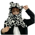 thumbnail image 2 of Herrnalise Women Winter Cute Cow Ear Warm Sweet Plush Scarf With hood Hat Cap, 2 of 6