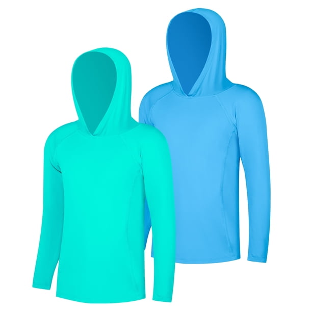 BIG ELEPHANT Paquete de 2 Sudaderas Atléticas para Niños - Absorción de Humedad, Ventilación de Malla, Camisetas de Rendimiento de Manga Larga de Secado Rápido, Tallas XS-XXL