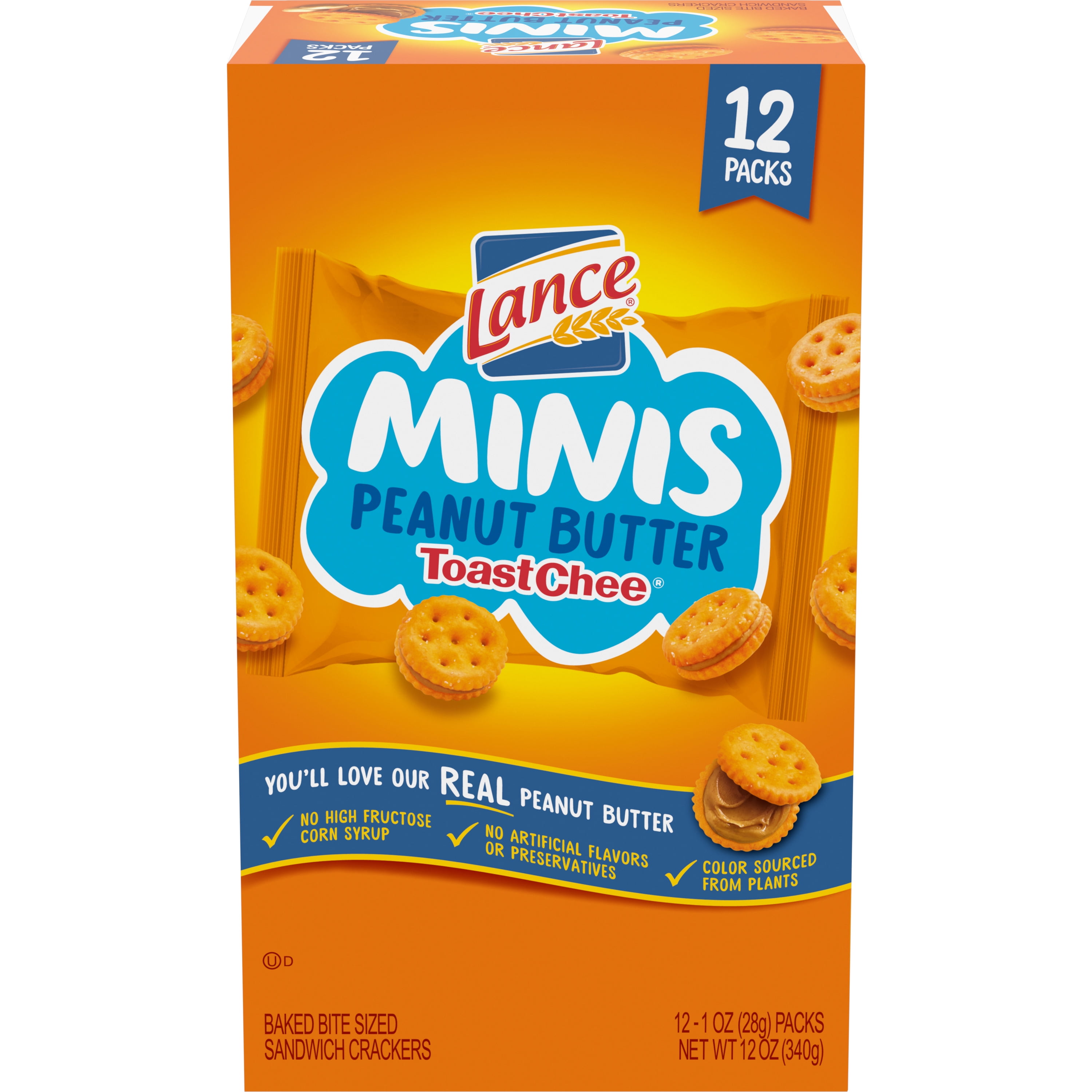 Lance Minis ToastChee Peanut Butter Sandwich Crackers, 12 Ct Snack