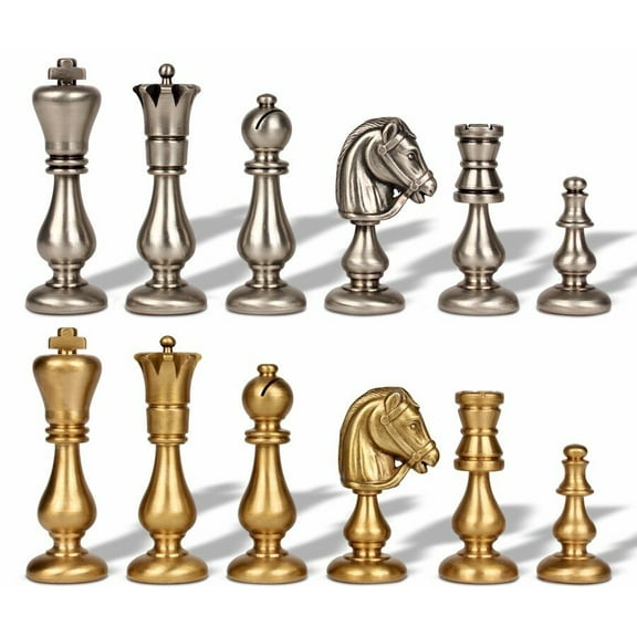 Contemporary Staunton Solid Brass Chess Set by Italfama