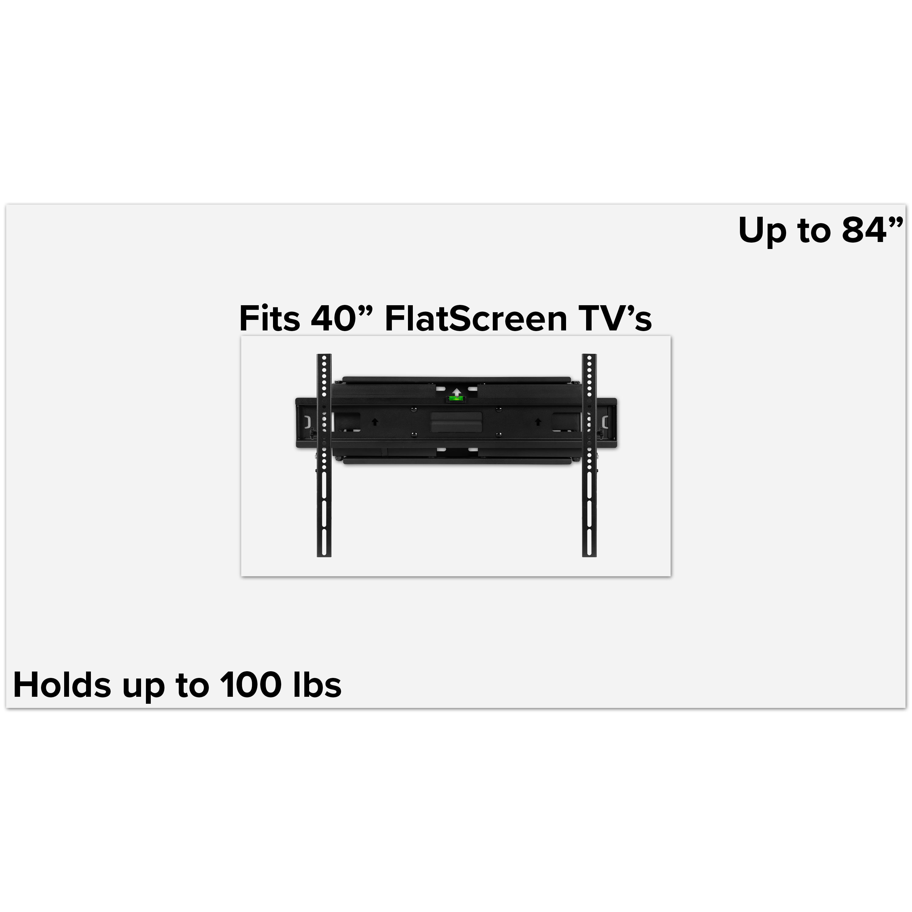 Flash Furniture FLASH MOUNT Full Motion TV Wall Mount - Built-In Level - Max VESA Size 600 x 400mm - Fit most TV's 40" - 84" (Weight Cap 100LB)