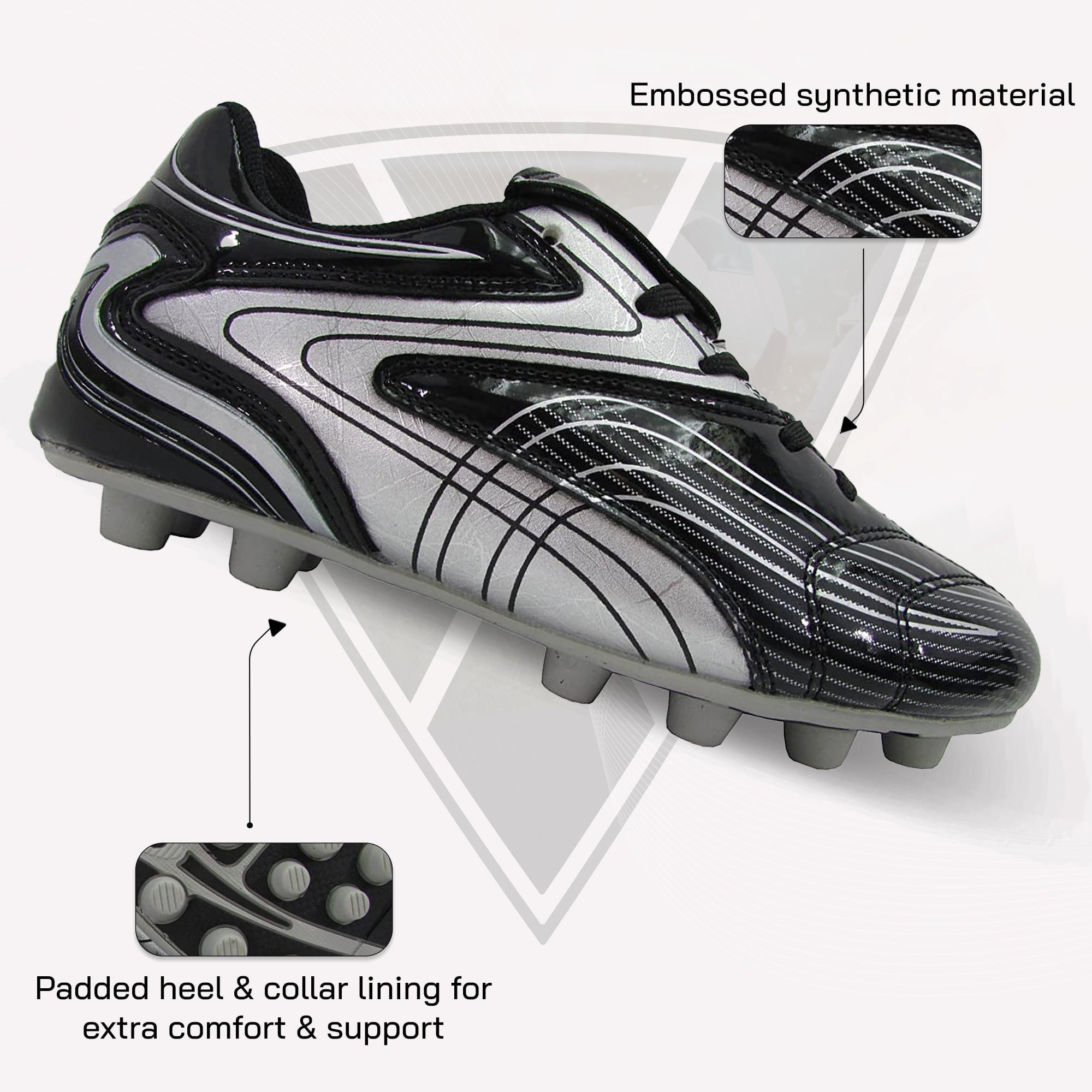 Vizari FG Soccer Cleats for Men & Women | Comfortable Outdoor Football Shoes for Training & Matches - Black, 6.5