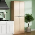thumbnail image 5 of 71" Tall Freestanding Pantry Cabinet, 4 Doors Larder Cupboard with Adjustable Shelves, Kitchen Hutch for Kitchen & Dining Room, Oak, 5 of 13