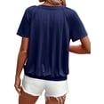 thumbnail image 3 of Camisetas Casuales de Verano para Mujer, Camisetas de Corta con Cuello en V, Azul Oscuro, XL, 3 of 7