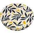 thumbnail image 1 of Velvet Bar Stool Covers Round Stool Cushion Covers Stool Chair Covers Barstool Covers Slipcovers, Stretchy & Elastic Edge Soft Fabric Machine Washable, Dia 13 Inch, Abstract Art Leaf Yellow, 1 of 6
