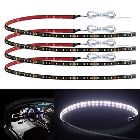 

Geeon 4-Pack 24 Daylight White Car Interior LED Strip Light 12V Waterproof IP65 Cuttable Connectable for Automotive Boats Trucks Cargo Trailer Inside Accent Lights