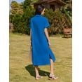 thumbnail image 6 of Zeagoo Dresses for Women Summer Casual Midi Short Sleeve Button Down Shirt Linen Dress Beach Cover Up with Pocket, 6 of 6