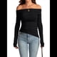 thumbnail image 3 of Blusas de Mujer con Hombros Descubiertos, Elegantes, de Larga, Asimétricas, Ajustadas, para Salir, de Otoño, con Frunces. Negro XS, 3 of 7