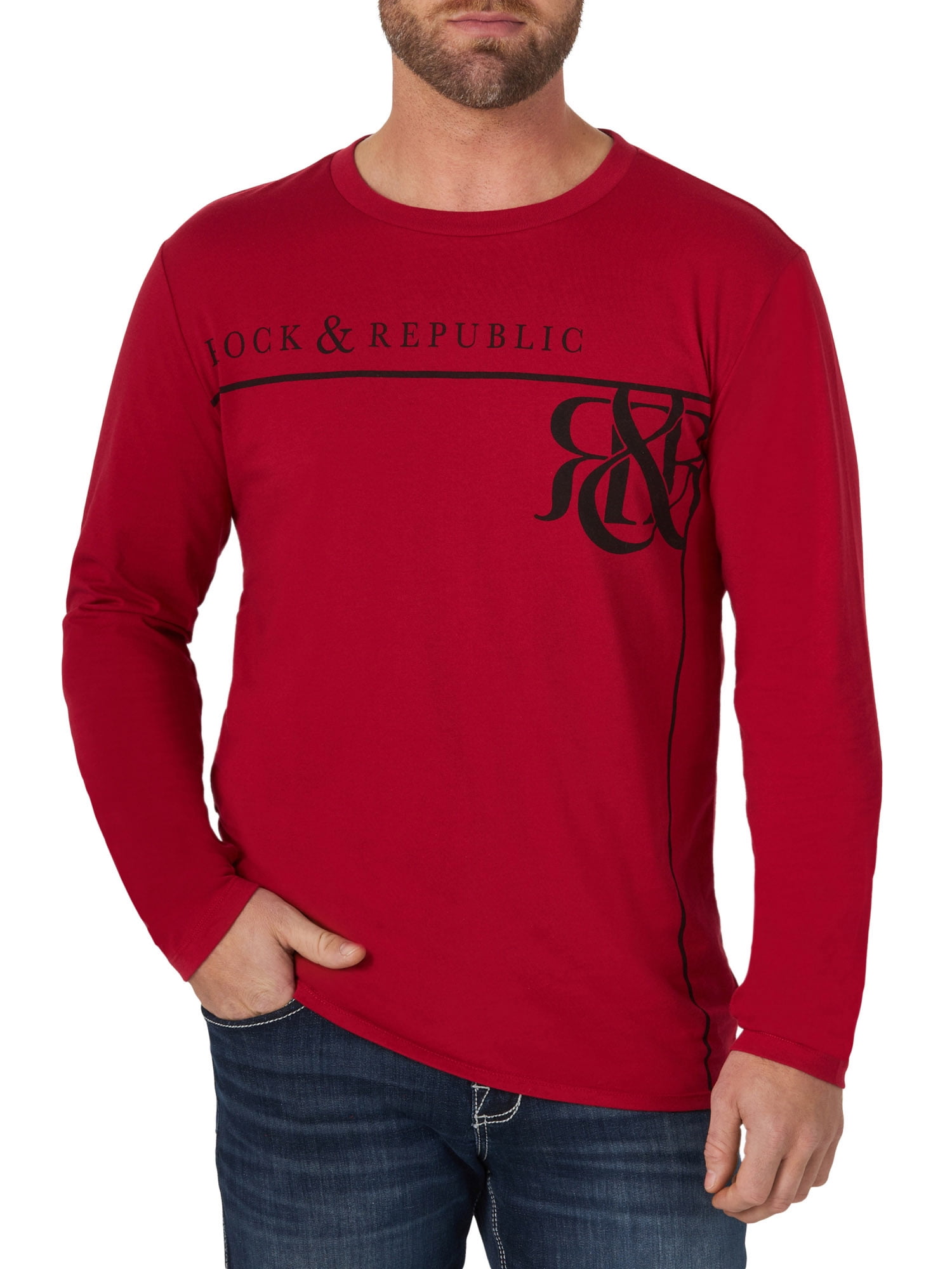 Rock and Republic Men's Long Sleeve Chest Logo Shirt