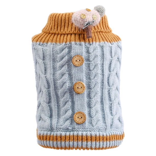 Billuyoard Lindo y acogedor chaleco tipo jersey para perros abrigo cálido para invierno suéteres de punto para perros suéter de invierno para Ropa para mascotas Azul L